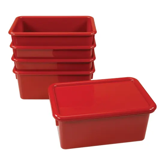 Kaplan Early Learning Company Storage Bins with Lids - Set of 5 - Red {2}