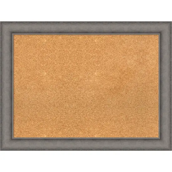 Burnished Concrete Wood Framed Corkboard, Natural Cork {1}