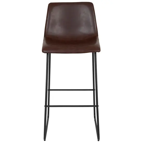 Merrick Lane 30 inch Faux Bar Height Bucket Seat Stools, Set of 2 Gray {8}