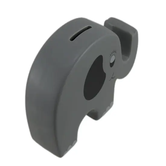 Whimsical Gray Ceramic Elephant Kids Money Bank {4}