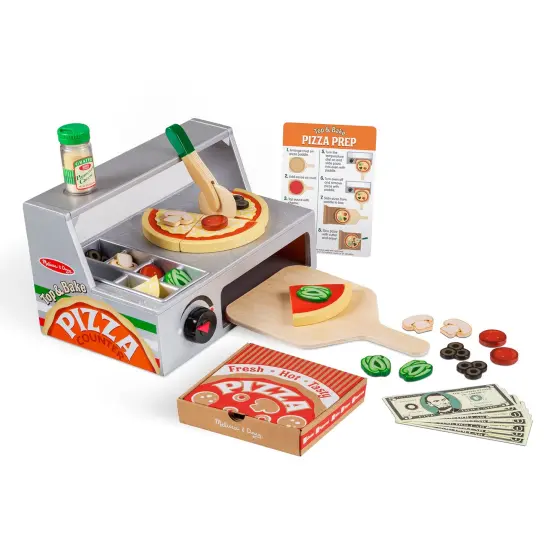 Top & Bake Pizza Counter - Wooden Play Food {1}