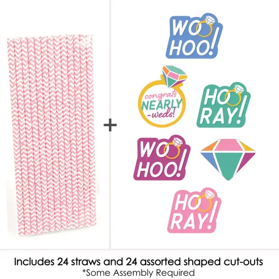 Big Dot of Happiness Just Engaged - Colorful - Paper Straw Decor - Engagement Party Striped Decorative Straws - Set of 24 {4}