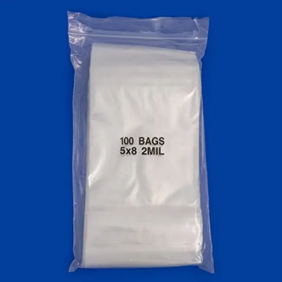Clear Plastic Reclosable Zipper Bags 5x8 (Package of 100) {3}