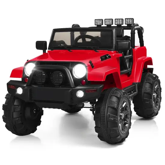 12V Kids Remote Control Riding Truck Car with LED Lights Perfect Gift for Boys Girls Red {3}