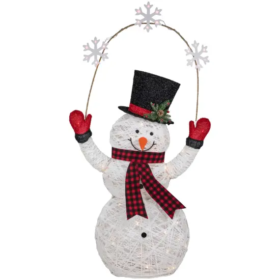 Northlight 57" LED Lighted Snowman Holding Snowflakes Outdoor Christmas Decoration White {1}