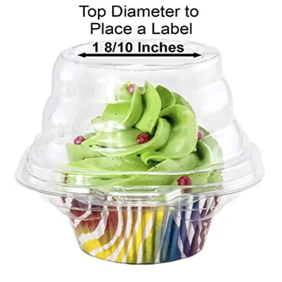 Individual Cupcake Container (Pack of 100) - Single Compartment Cupcake Carrier Holder Box - Stackable - Deep Dome - Clear Plastic - BPA-Free {3}
