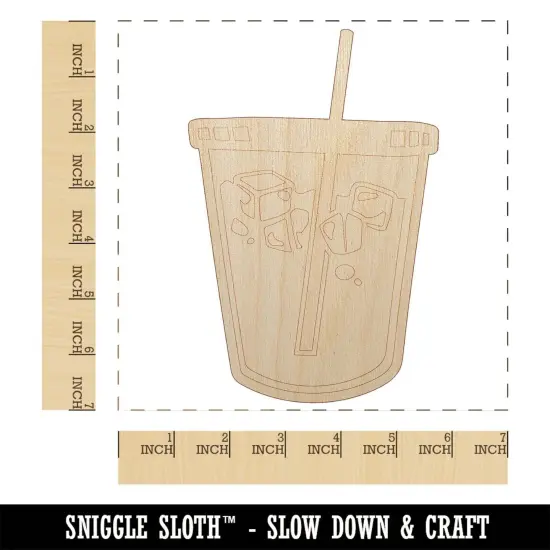 Iced Coffee Drink Unfinished Wood Shape Piece Cutout for DIY Craft Projects {1}