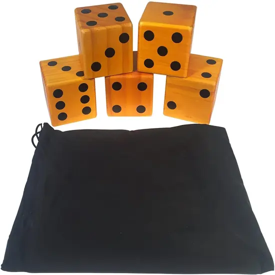 WE Games Giant Roll 'em Dice - Set of 5 Wooden Lawn Dice {2}