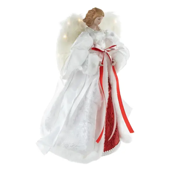 Northlight 14" White and Red Angel with Lighted Wings Christmas Tree Topper {4}