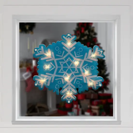 Northlight 11.75" Lighted Blue and White Snowflake Christmas Window Silhouette {4}
