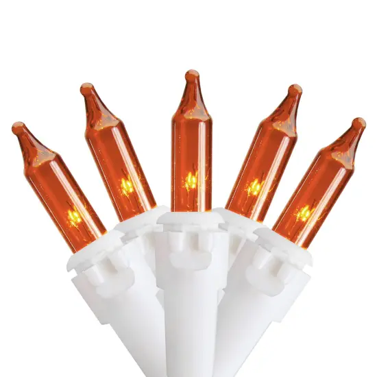 Northlight Mini Incandescent Icicle Christmas Lights - Orange - 3.5' White Wire - 100ct {5}