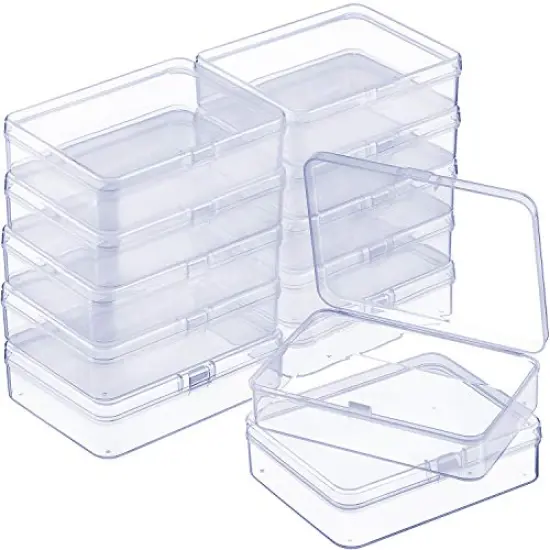 12 Pack Clear Plastic Beads Storage Containers Box with Hinged Lid for Beads and More (4.45 x 3.3 x 1.18 Inch) {2}
