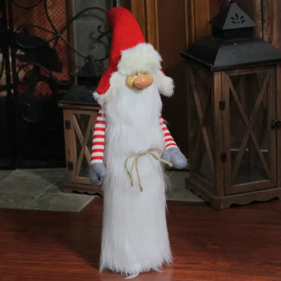 Northlight Slim Santa Christmas Gnome with White Fur Suit and Red Hat - 35" - Red and White {6}