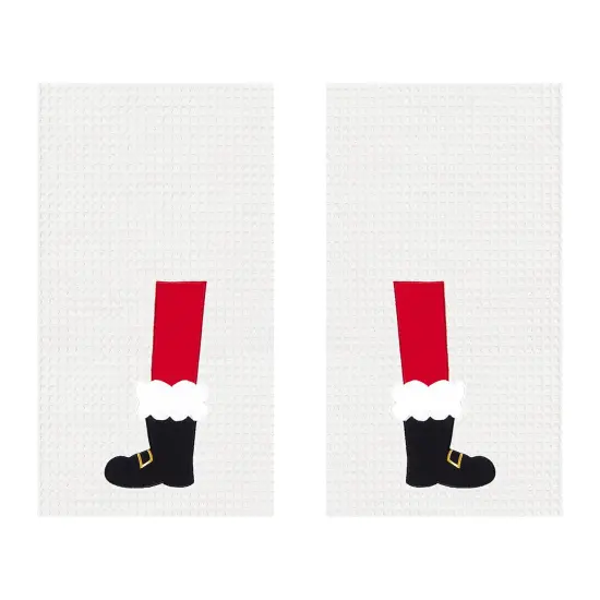 Santa Boots Waffle Weave Kitchen Towel Set of 2 {1}
