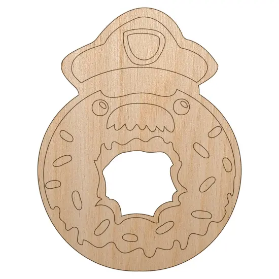 Police Officer Donut Unfinished Wood Shape Piece Cutout for DIY Craft Projects {7}
