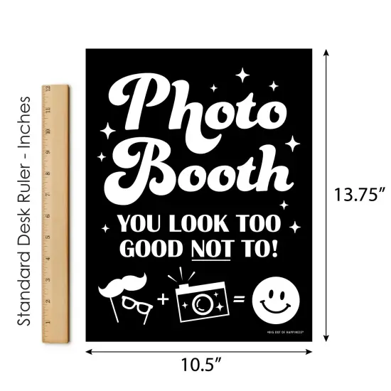 Big Dot of Happiness Party Props Photo Booth Sign - Printed on Sturdy Plastic Material - 10.5 x 13.75 inches - Sign with Stand - 1 Piece {7}