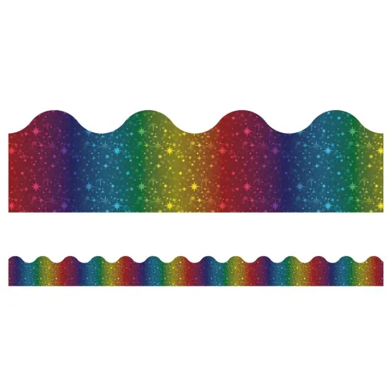 Sparkle + Shine Rainbow Foil Scalloped Border, 39 Feet Per Pack, 6 Packs {2}
