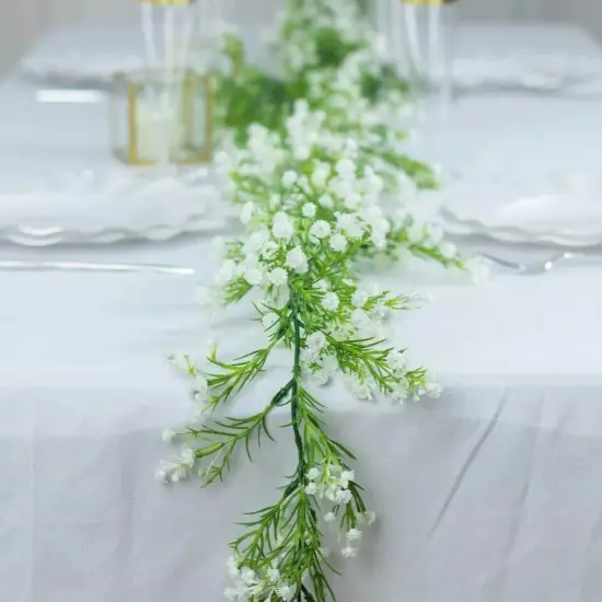 6 ft WHITE GREEN Silk Baby Breath Artificial Flower GARLAND Party Decorations {2}
