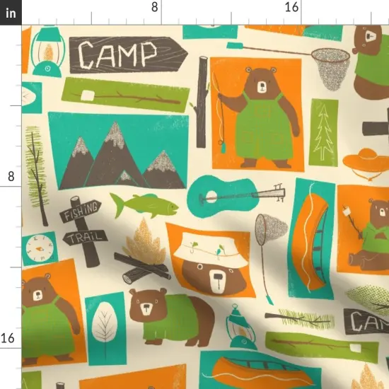 Various Fabrics by the Yard or Fat Quarter Woodland Camping Cute Bears Whimsical Rustic Lodge Mountain Canoe Camp Fire Custom Printed Fabric by Spoonflower {2}