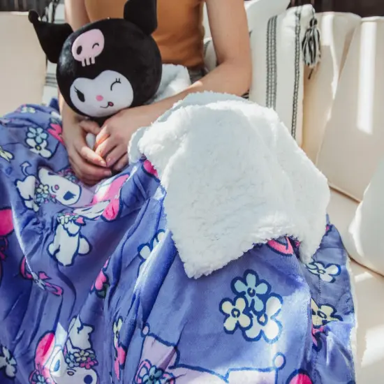 Sanrio My Melody and Kuromi Flower Baskets Sherpa Throw Blanket | 50 x 60 Inches {6}