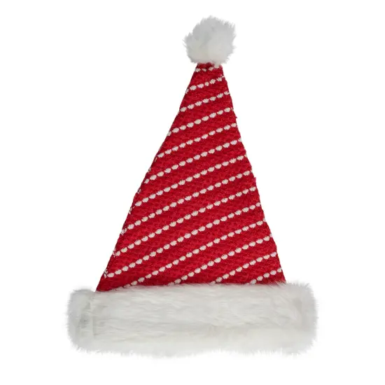 Northlight 17" Red and White Striped Santa Hat With Pom Pom {1}