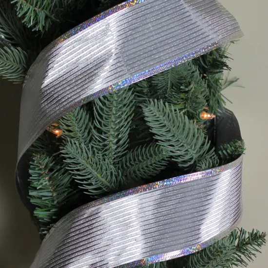 Northlight Silver Horizontal Striped Wired Christmas Craft Ribbon 2.5" x 10 Yards {4}