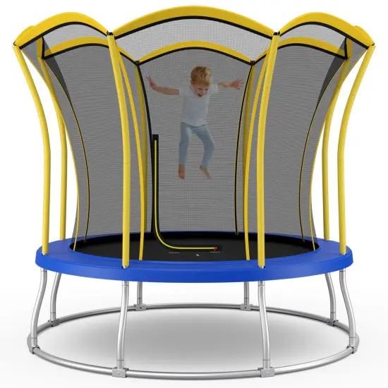 Unique Flower Shape Trampoline with Galvanized Steel Frame Yellow {2}