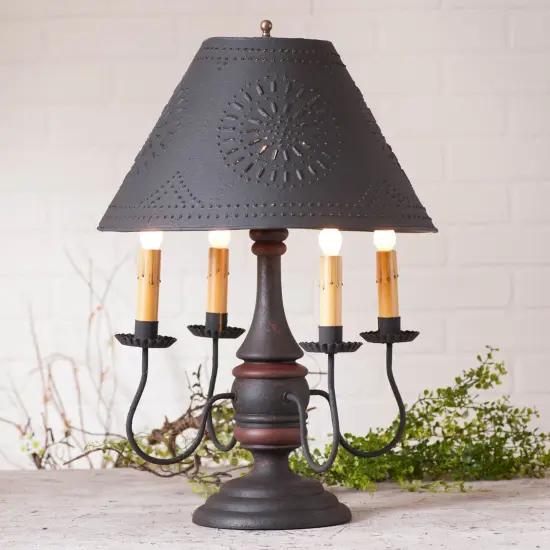 Jamestown Lamp in Hartford Black with Red with Black Shade {3}