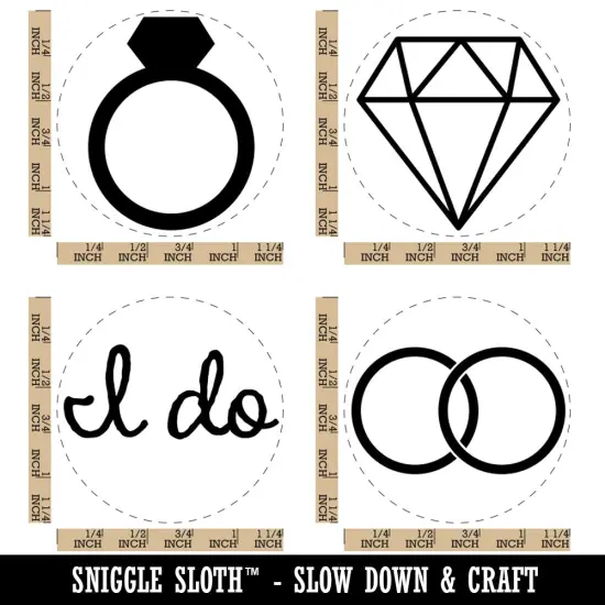 Wedding I Do Diamond Ring Engagement Rubber Stamp Set for Stamping Crafting Planners {1}