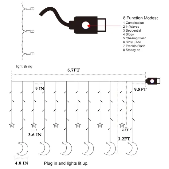 138 LED Window Lights with Remote Control, Warm White Fairy Lights with 8 Modes for Indoor, Wedding, Party, Bedroom, Patio Lawn, Ramadan Decorations {5}