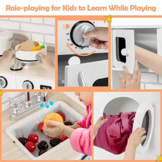 Wooden Kids Kitchen with Washing Machine {5}