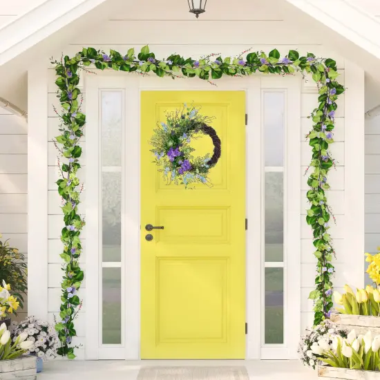 Northlight Mixed Wild Flowers and Twig Artificial Spring Wreath, 24-Inch Purple {3}