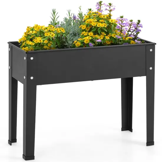 Costway 24" Raised Garden Bed with Legs Metal Elevated Planter Box Drainage Hole Backyard Green/Black {8}