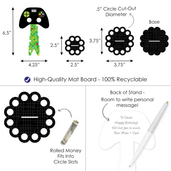 Big Dot of Happiness Game Zone - DIY Pixel Video Game Party or Birthday Party Money Holder Gift - Cash Cake {4}