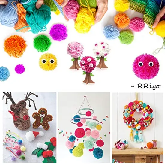 Pom Pom Maker, 4 Sizes Pompom Maker Tool Set for Fluff Ball Weave DIY Wool Yarn Knitting Craft Project for Kids and Adult - RRigo {2}