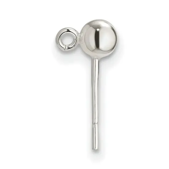 Sterling Silver Ball Stud with Ring Earrings 4.0mm Jewerly - Pack of 12 {1}