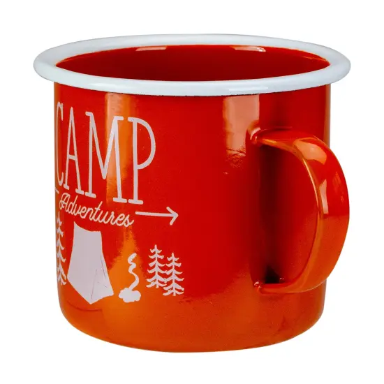 Raz 5.5&rdquo; Orange and White Camp Adventures Mug {4}