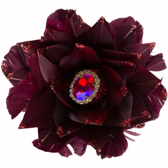Northlight 20.75" Deep Red Feather Peony Artificial Christmas Floral Pick {4}