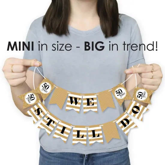 Big Dot of Happiness We Still Do - 50th Wedding Anniversary - Anniversary Party Mini Pennant Banner - We Still Do {4}