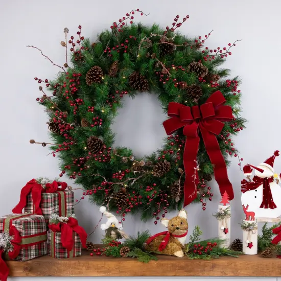 Northlight Pre-Lit Royal Oregon Pine Artificial Christmas Wreath - 24" - Clear Lights Green {3}