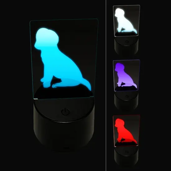 Puppy Dog Sitting Solid 3D Illusion LED Night Light Sign Nightstand Desk Lamp {1}