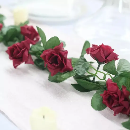 6 ft 3D Burgundy Chain SILK ROSES Garland Wedding Flowers Bouquets {4}