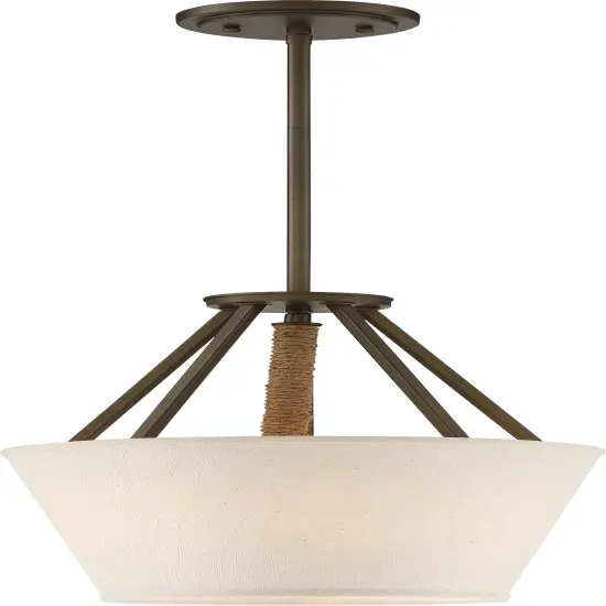 Nuvo Senaca 3-Light 12" Pendant w/Linen Fabric Rope Accent in Aged Bronze Finish Mahogany Bronze {1}