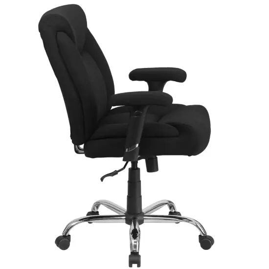Emma and Oliver 400 lb. Big & Tall Mid-Back Deep Tufted Ergonomic Task Office Chair & Arms Black Fabric {5}