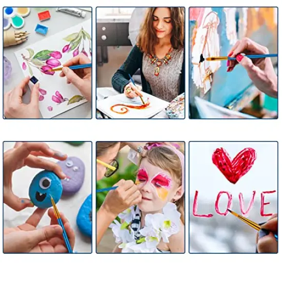 30 Pieces Paint Brushes for Acrylic Painting, Oil Watercolor Acrylic Paint Brush, Artist Paintbrushes for Body Face Rock Canvas, Kids Adult Drawing Arts Crafts Supplies, Blue {2}