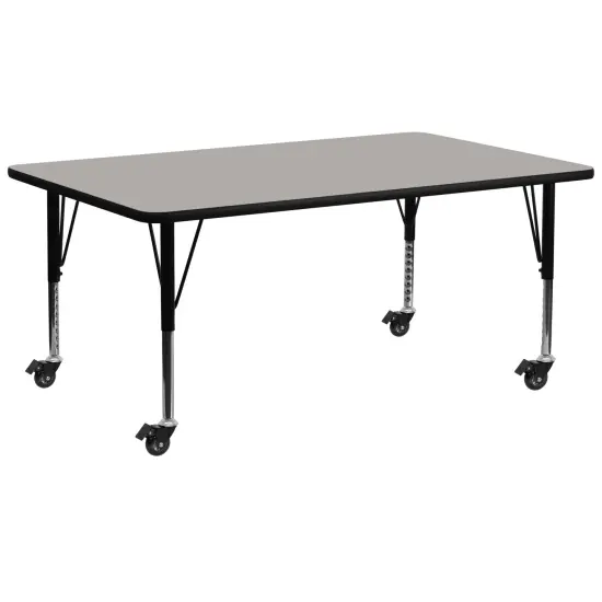 Emma and Oliver Mobile 30x72 Rectangle HP Laminate Preschool Activity Table Gray {1}