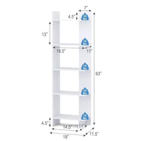 5-tier Freestanding Decorative Storage Display Bookshelf {3}