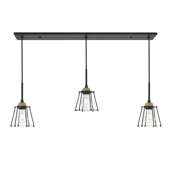 Auspice 3 light brass and black Pendant {6}