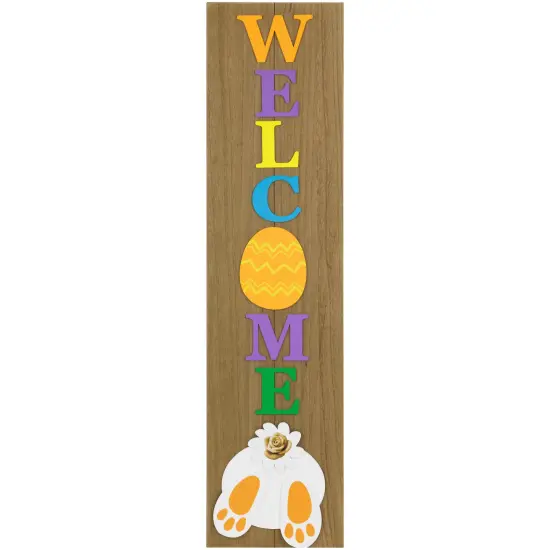 Northlight Welcome Easter Egg Wooden Porch Board Sign - 39.25" Brown {3}