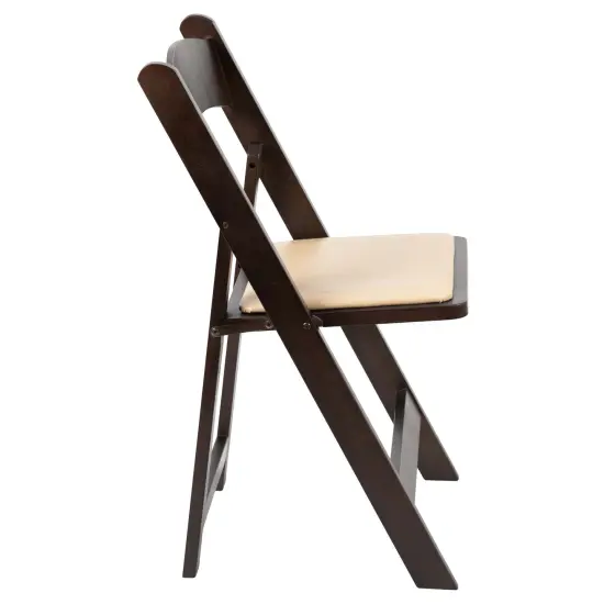 Emma and Oliver Wood Folding Chair with Vinyl Padded Seat Chocolate {5}